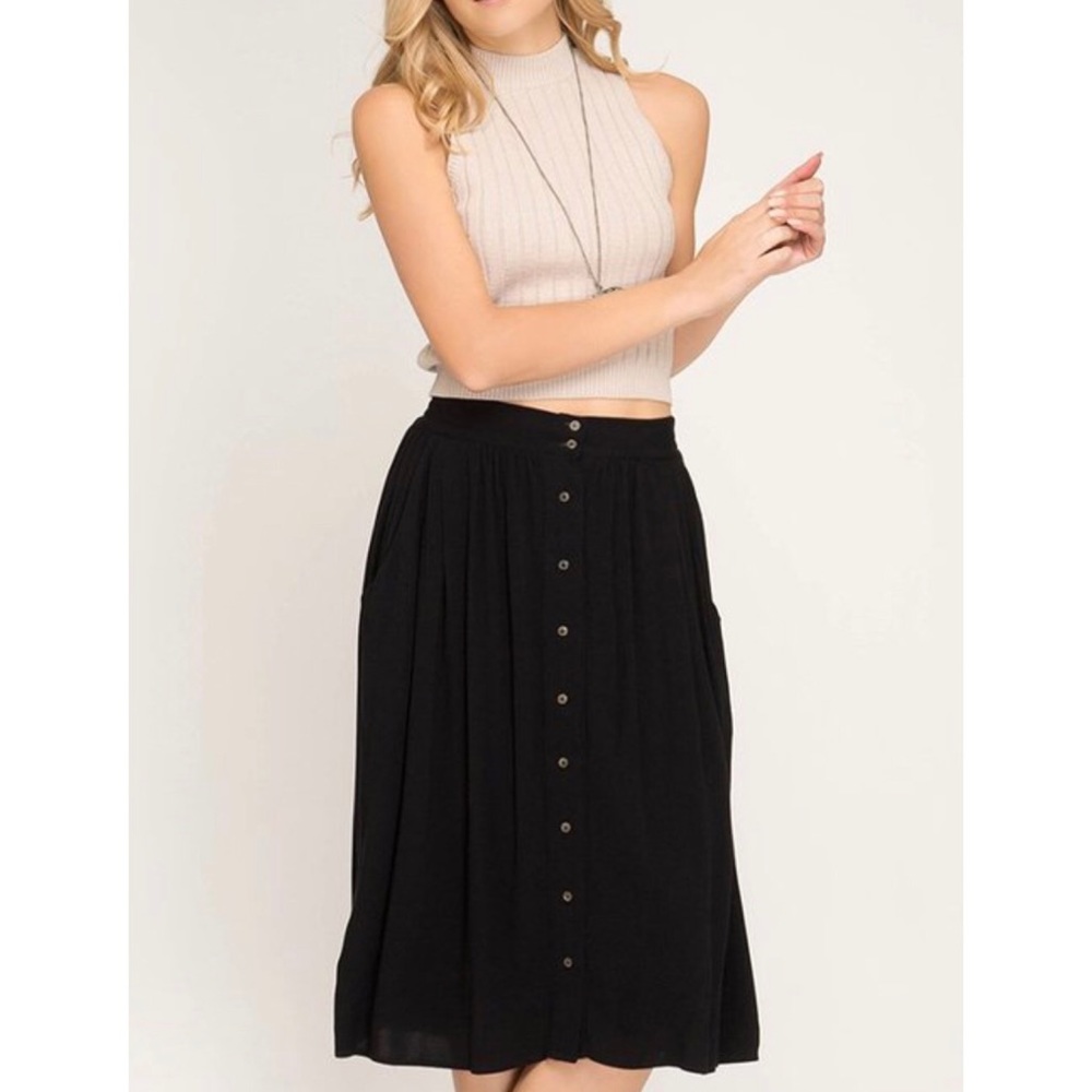 Black Button Down Skirt